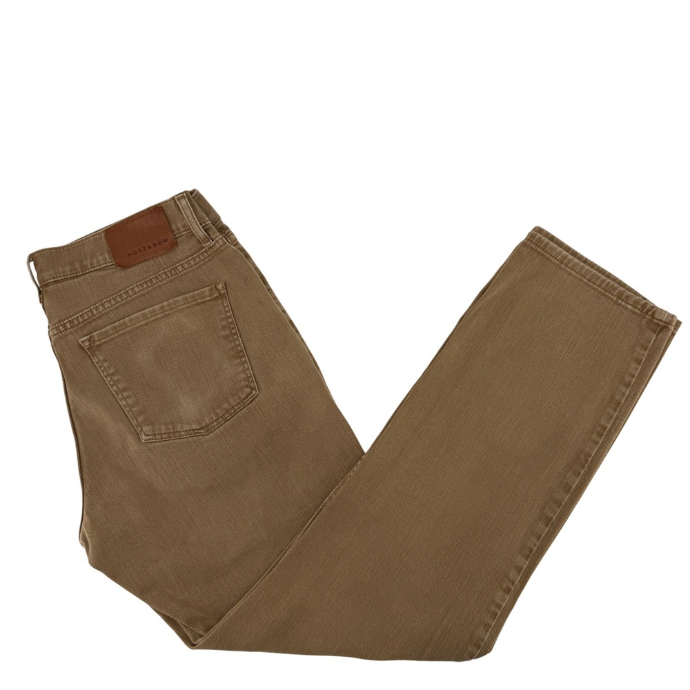 Mott & Bow Mercer Slim Fit Jeans Mens 32x30 Khaki Stretch Cotton Denim 5-Pocket
